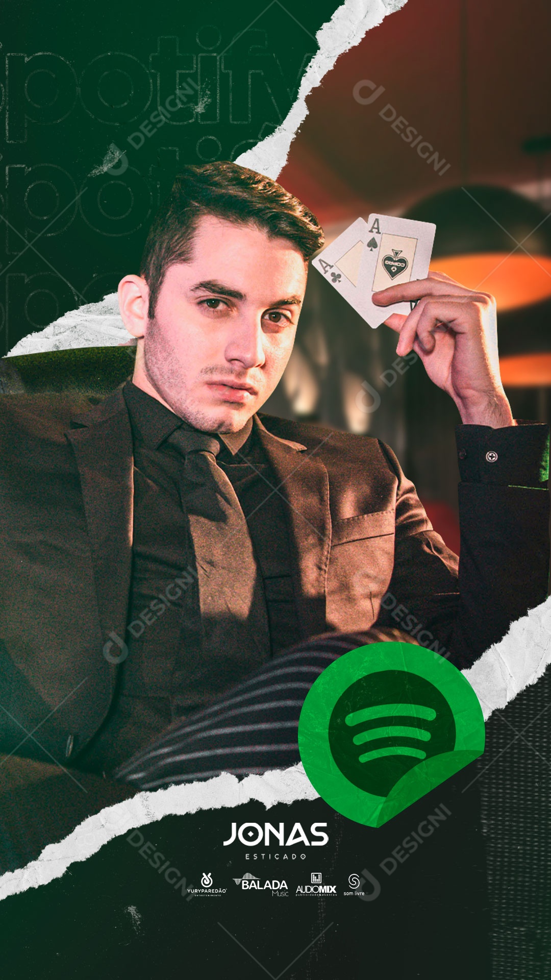 Post Story Jonas Esticado no Spotify Social Media PSD Editável