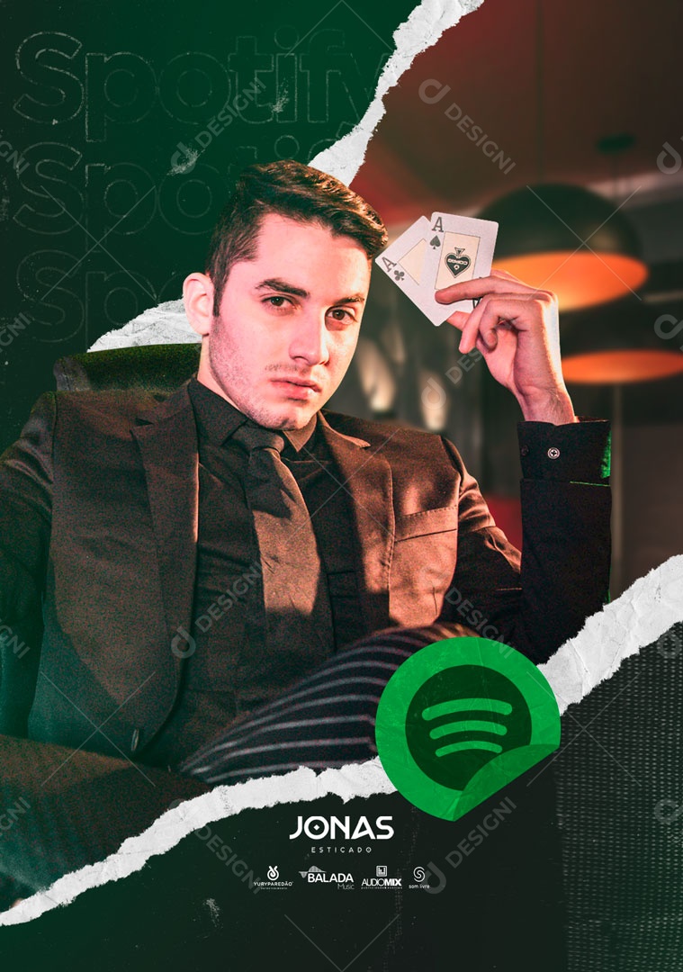 Post Feed Jonas Esticado no Spotify Social Media PSD Editável