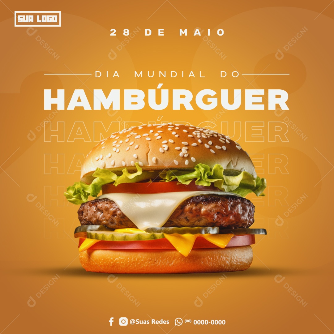 Dia Mundial do Hambúrguer 28 De Maio Social Media PSD Editável