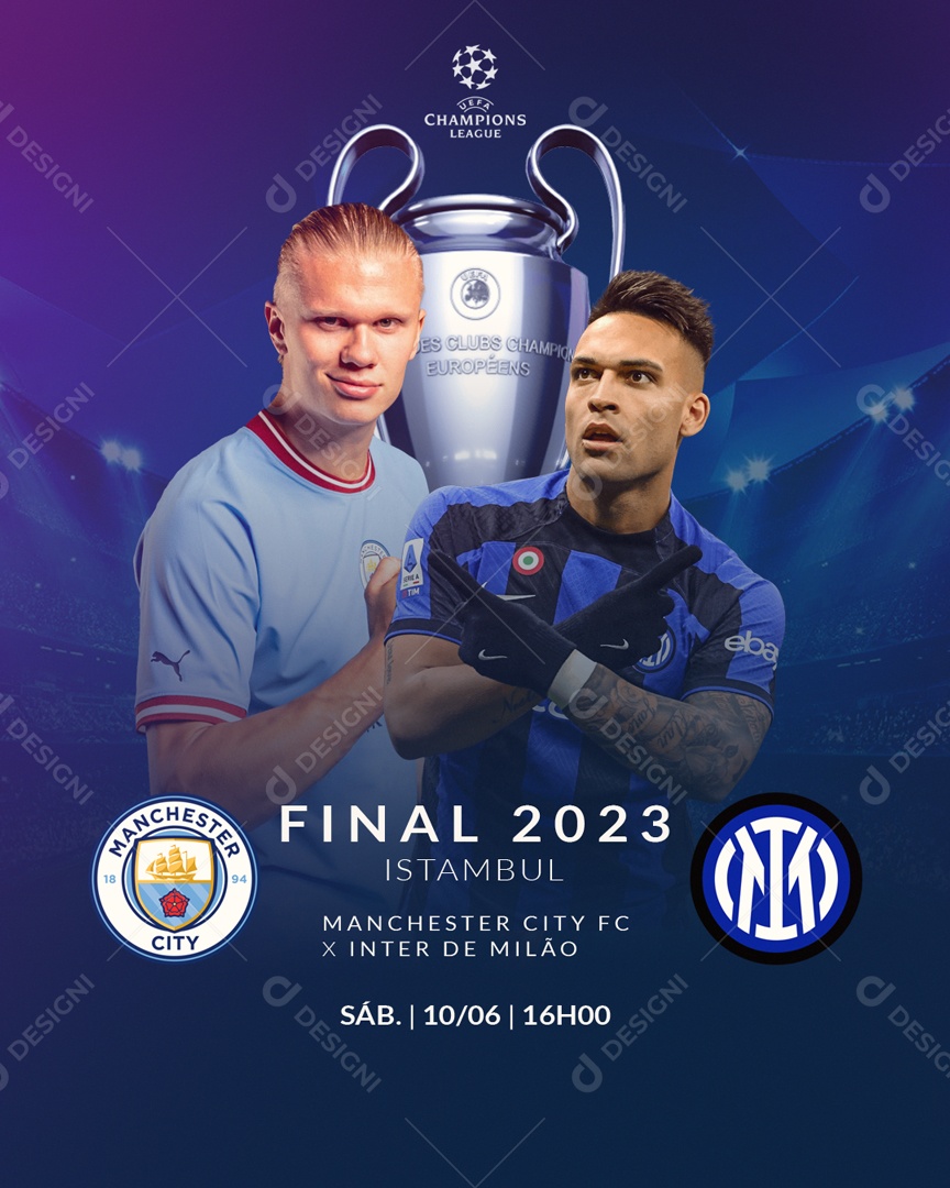 Feed Final 2023 Manchester City X Inter De Milão Jogadores Social Media PSD Editável