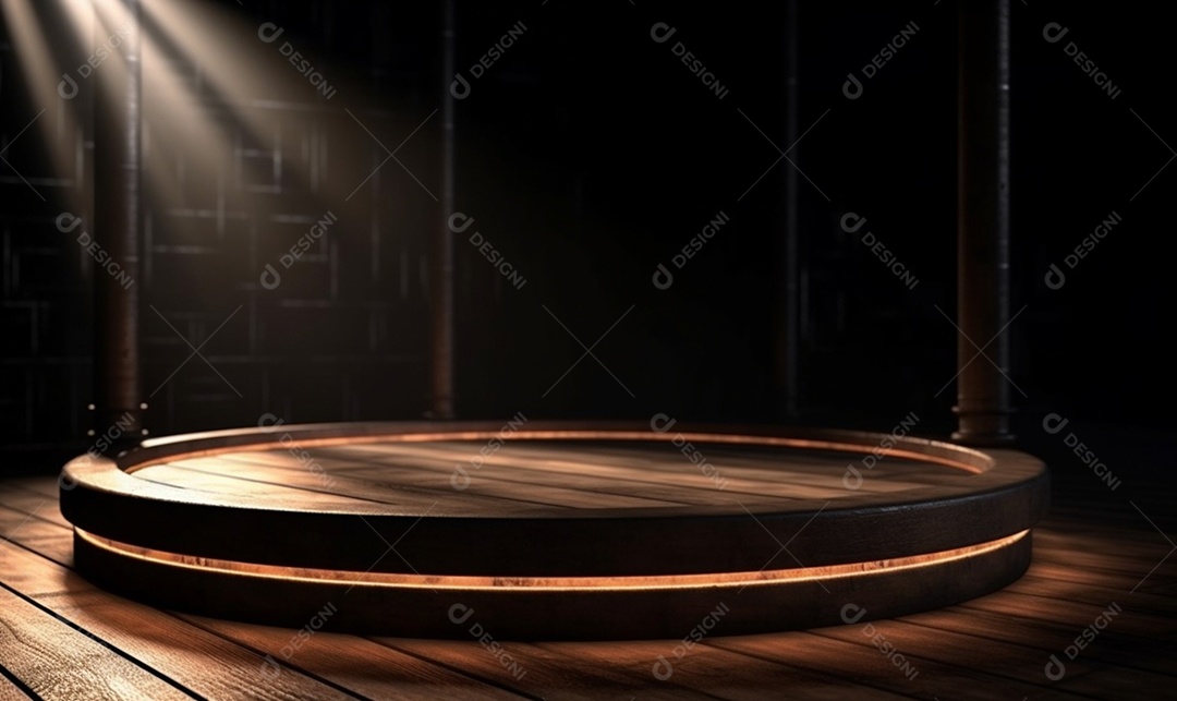 Cenário de um palco de madeira