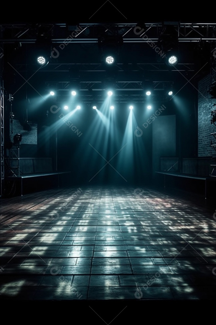 Cenário de um palco com luzes neon
