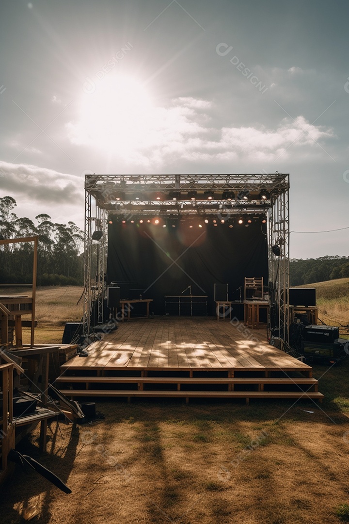 Cenário de um palco em campo