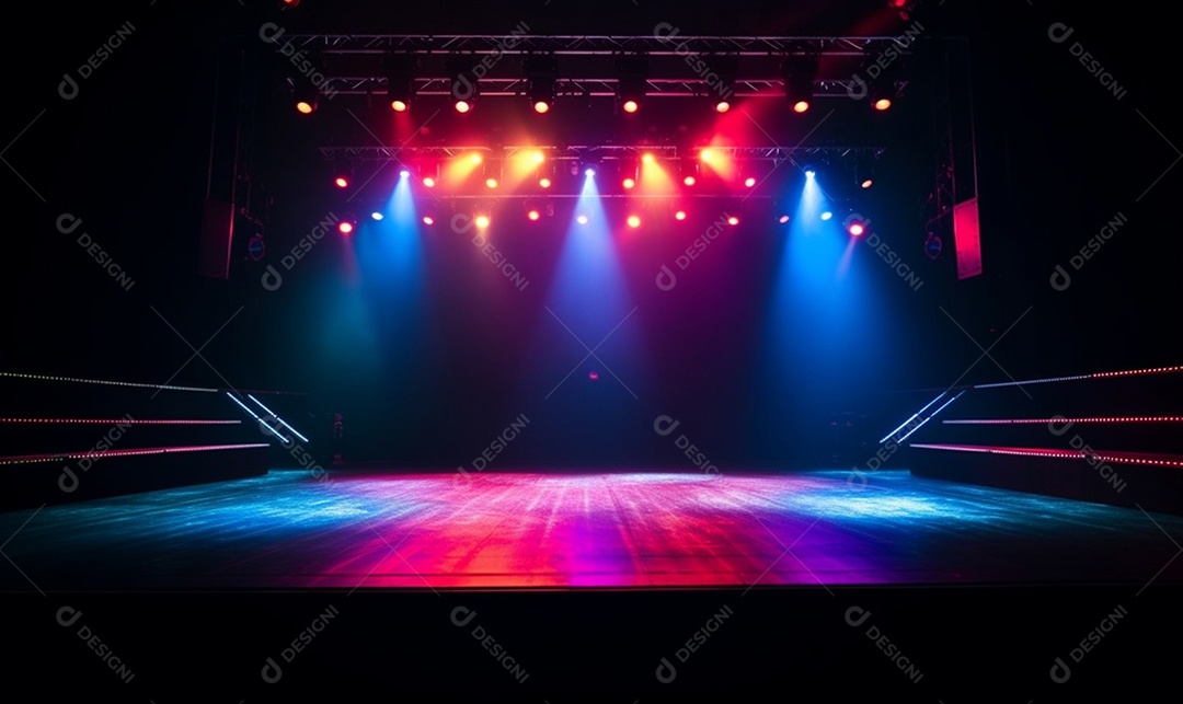 Cenário palco iluminado com luzes neon