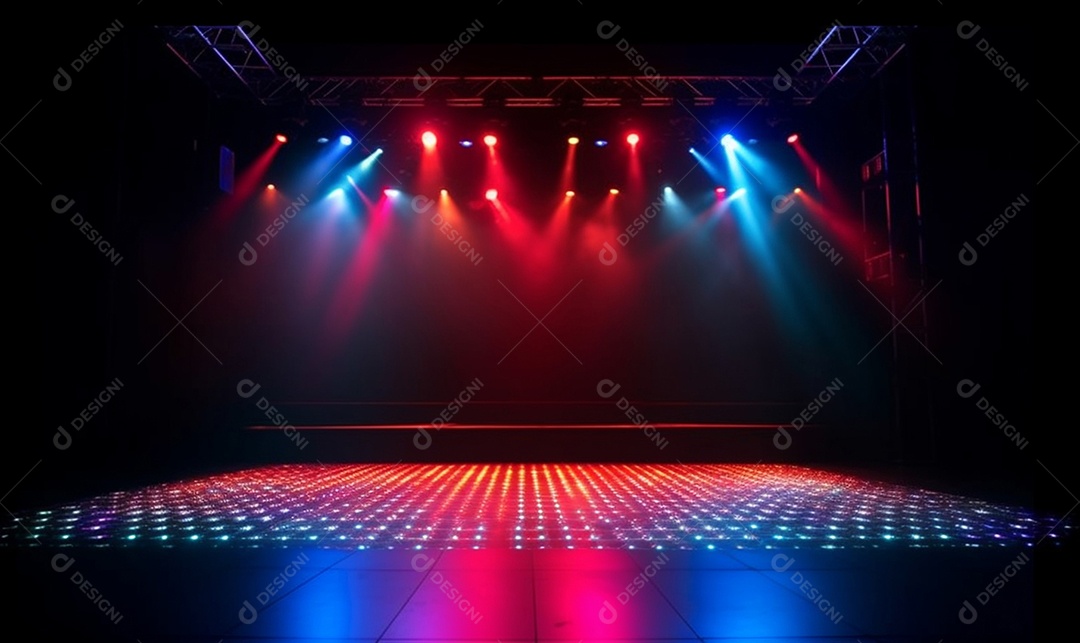 Cenário palco com luzes neon