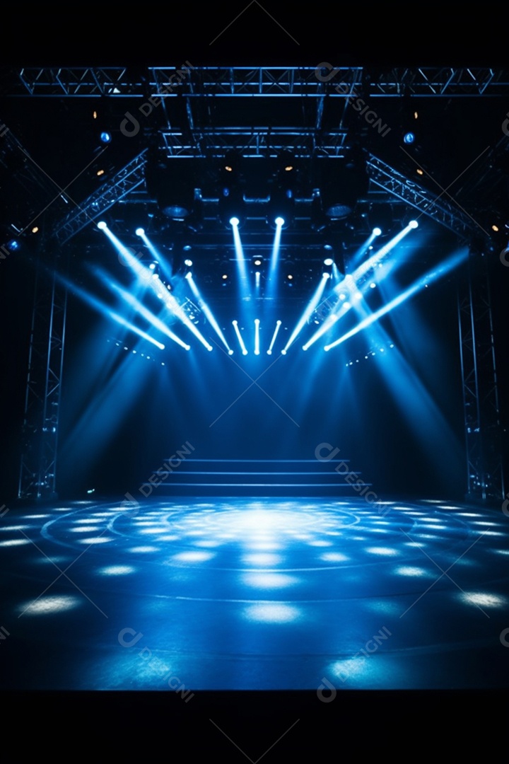 Cenário palco com luzes neon