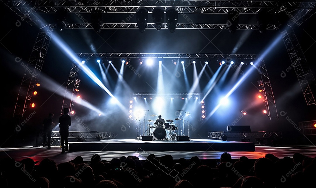 Cenário palco iluminado com luzes neon