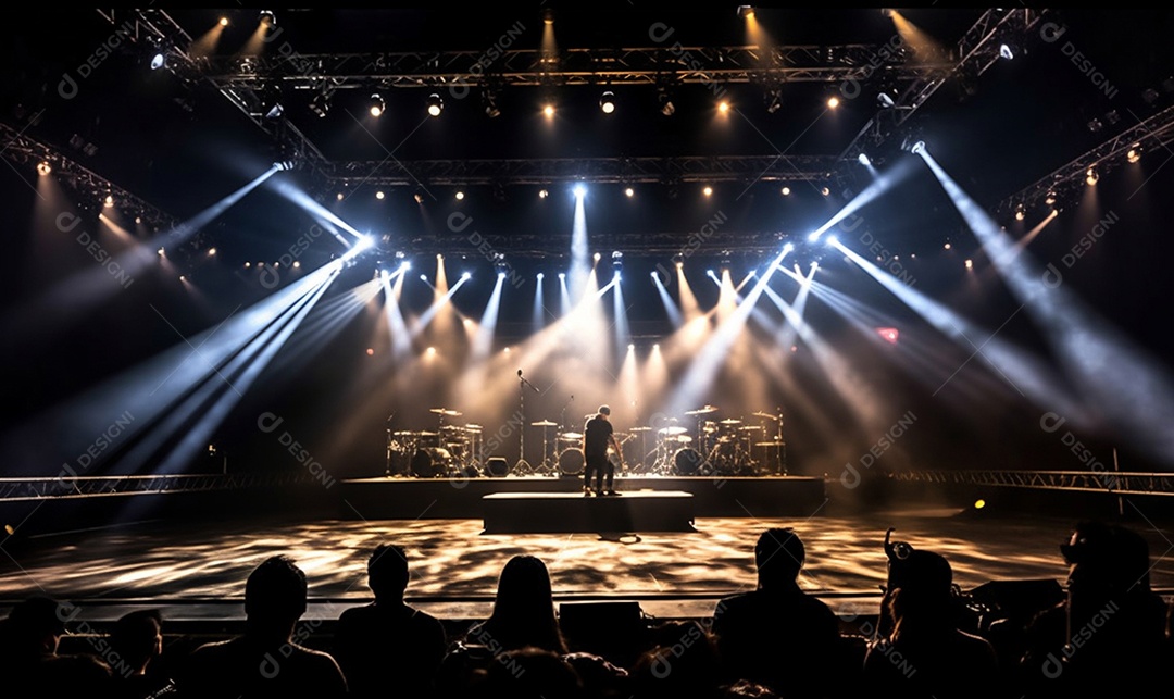 Cenário palco iluminado com luzes neon