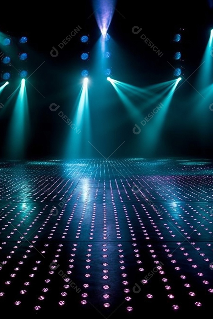 Cenário palco com luzes neon