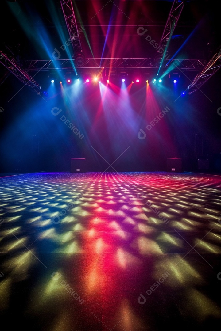 Cenário palco com luzes neon