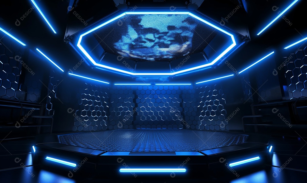 Cenário palco em luzes neon