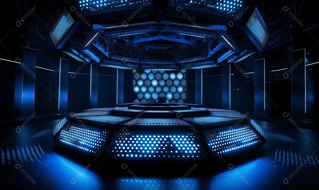 Cenário palco em luzes neon
