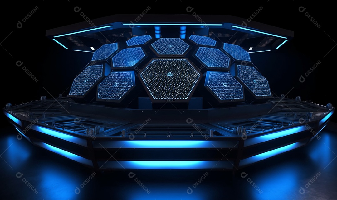 Cenário palco em luzes neon