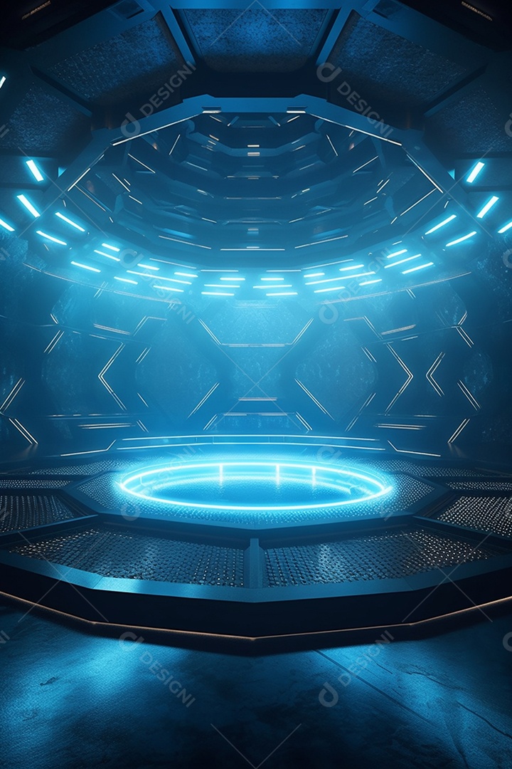 Cenário de um palco com iluminação