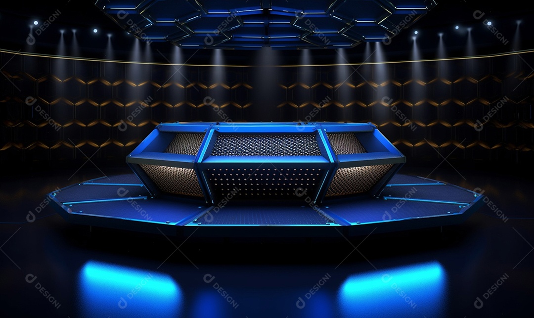 Cenário de um palco com iluminação