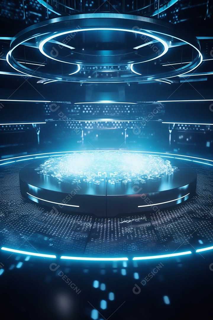 Cenário de um palco com iluminação