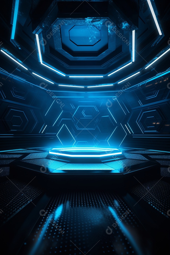 Cenário de um palco com iluminação