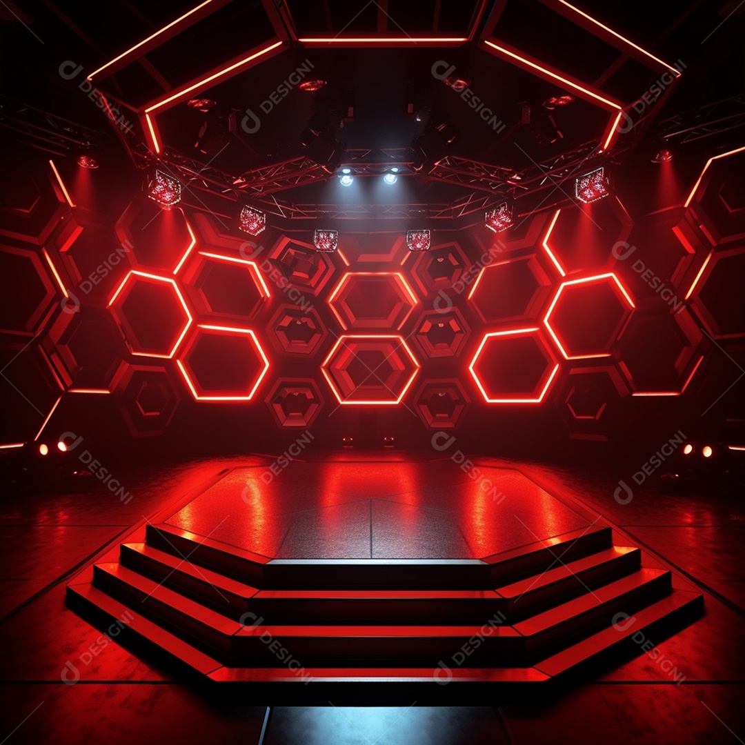 Cenário de um palco com iluminação