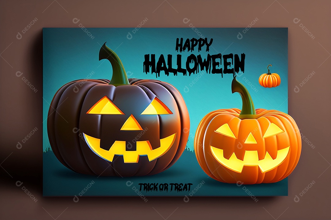 Halloween Abóbora Selo 3D Para Composição PSD