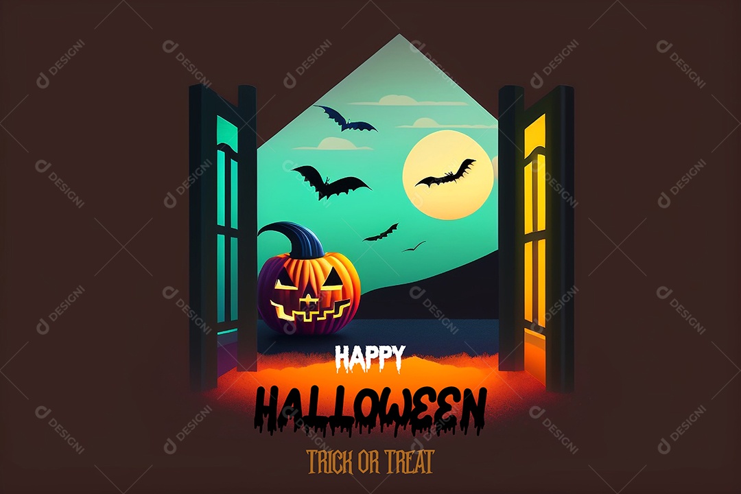 Halloween Abóbora Selo 3D Para Composição PSD