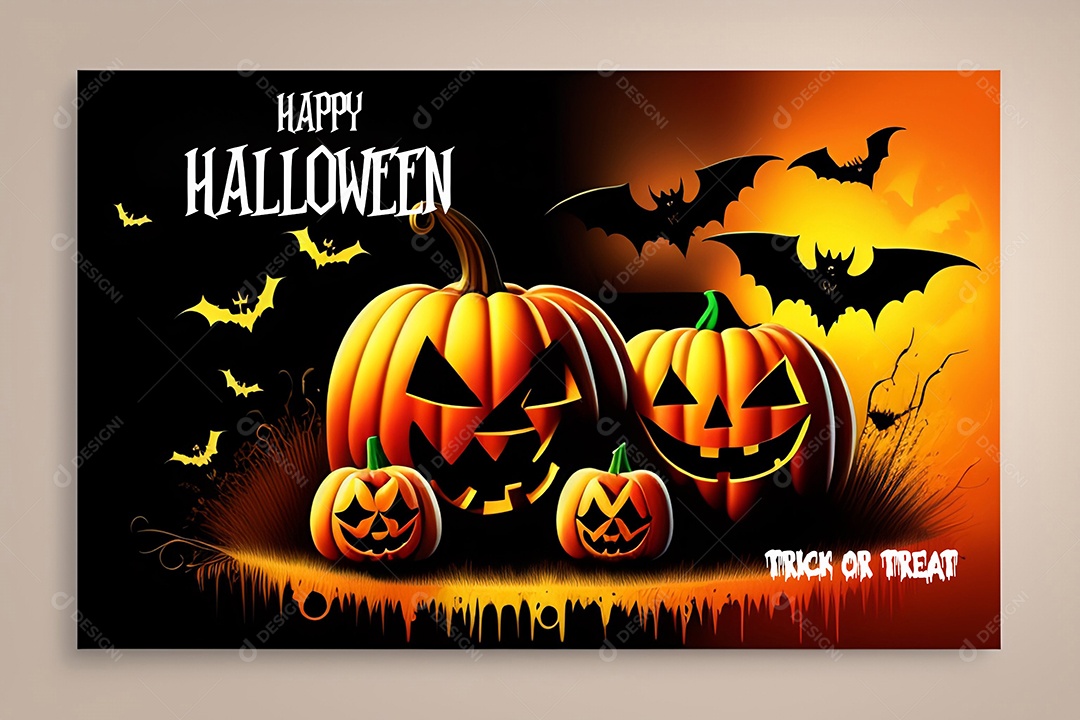 Halloween Abóbora Selo 3D Para Composição PSD