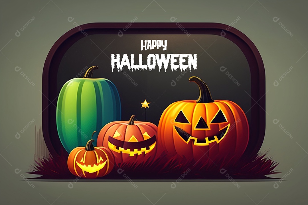 Halloween Abóbora Selo 3D Para Composição PSD