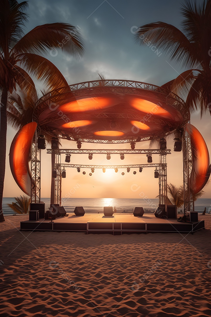 Cenário palco de show na praia
