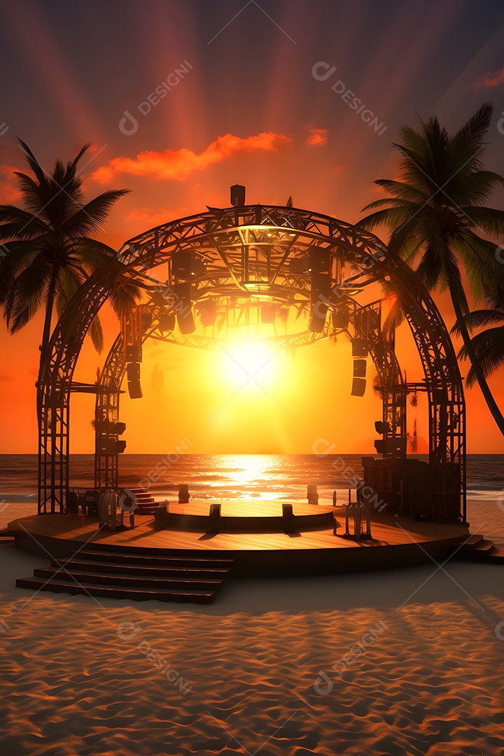 Cenário palco de show na praia