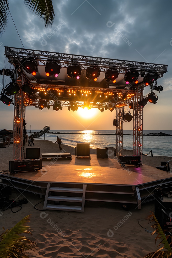 Cenário palco de show na praia