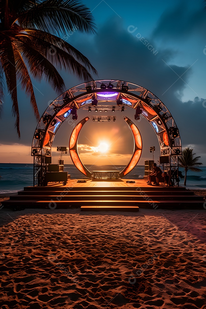 Cenário palco de show na praia
