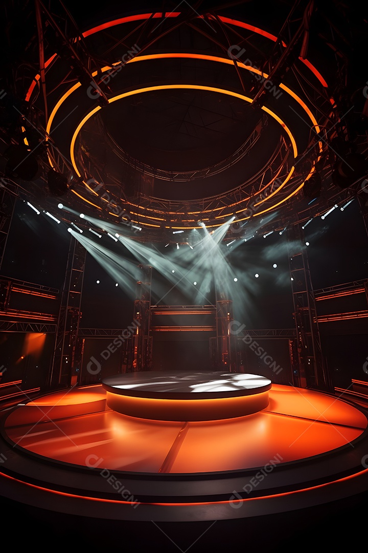 Cenário de um palco com iluminação