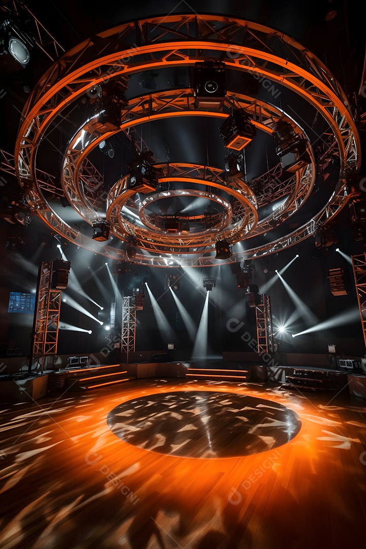 Cenário de um palco com iluminação