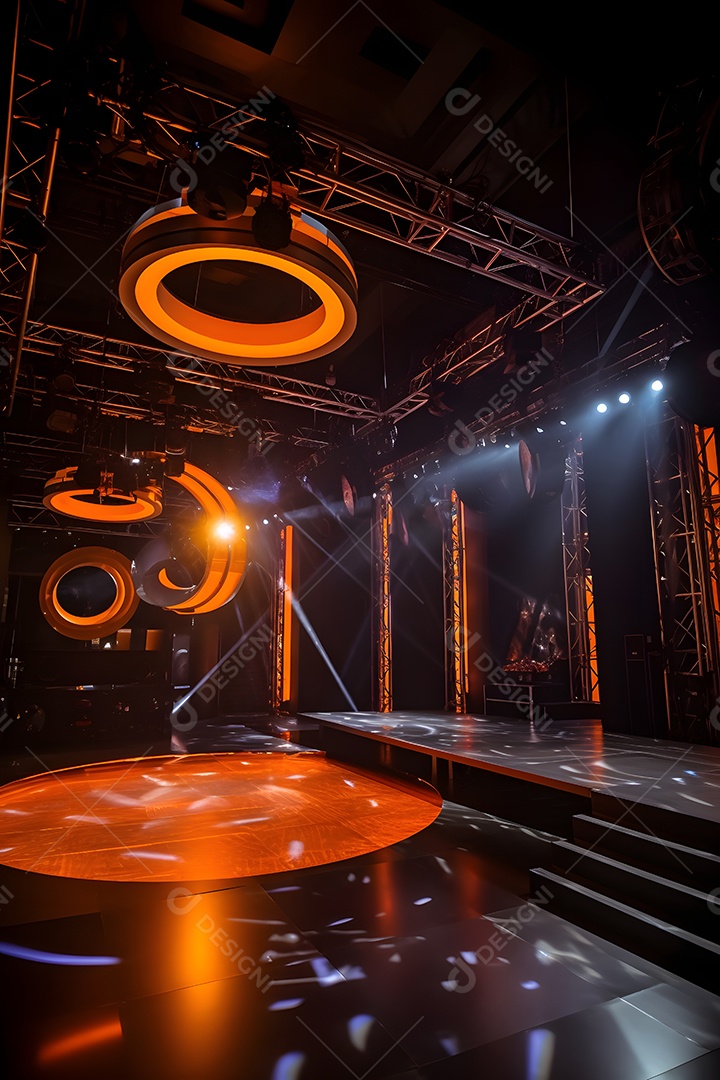 Cenário de um palco com iluminação