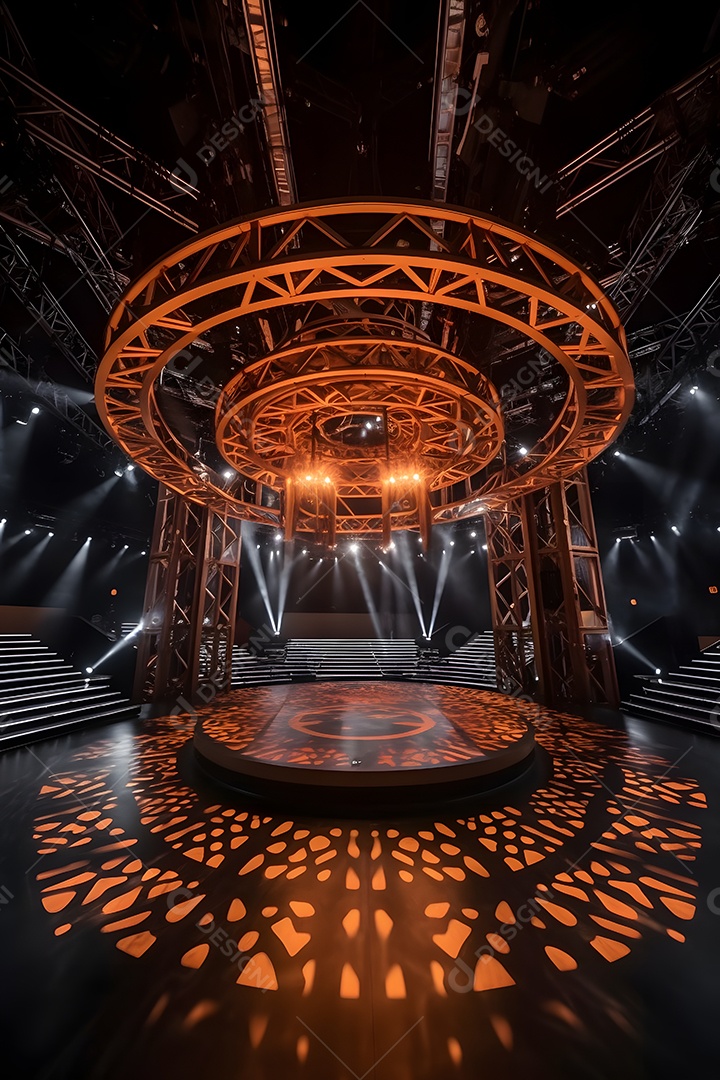 Cenário de um palco com iluminação