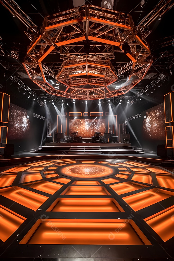 Cenário de um palco com iluminação