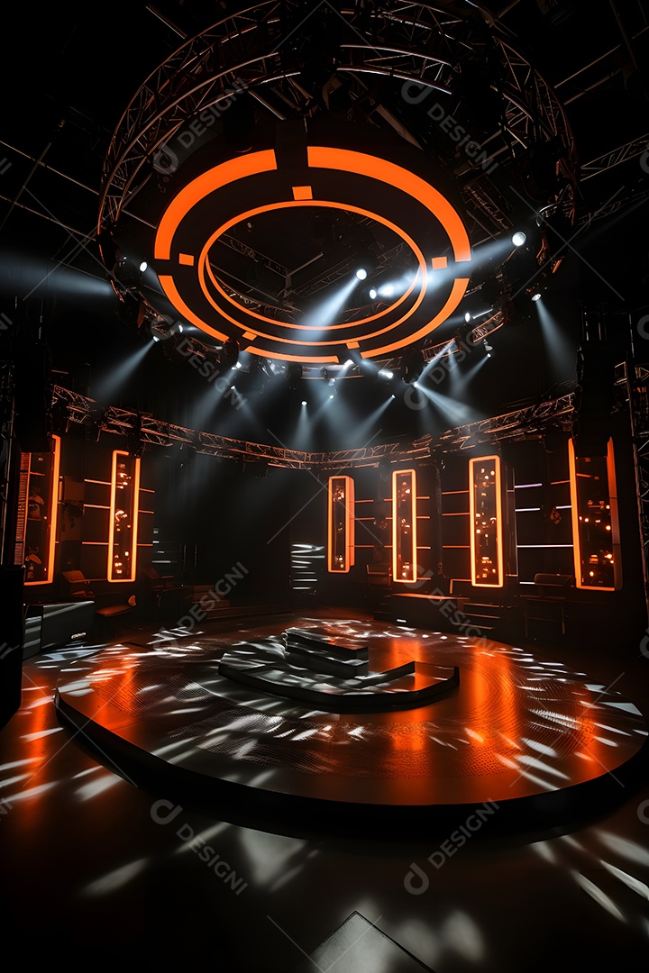 Cenário de um palco com iluminação