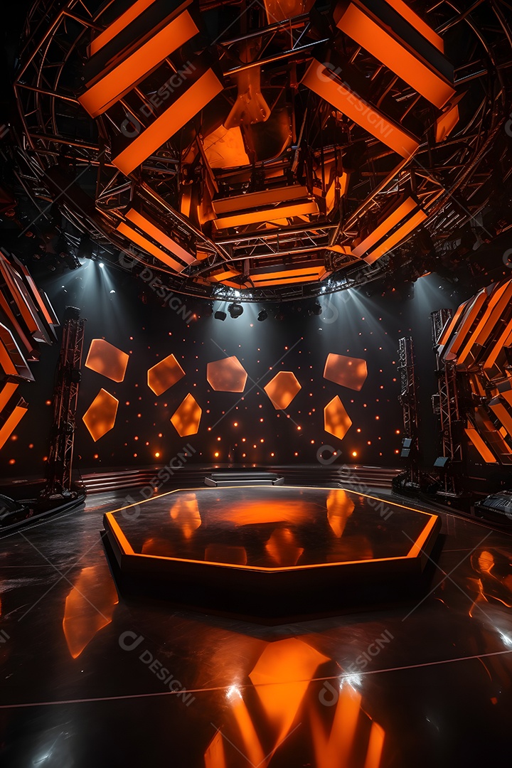 Cenário de um palco com iluminação