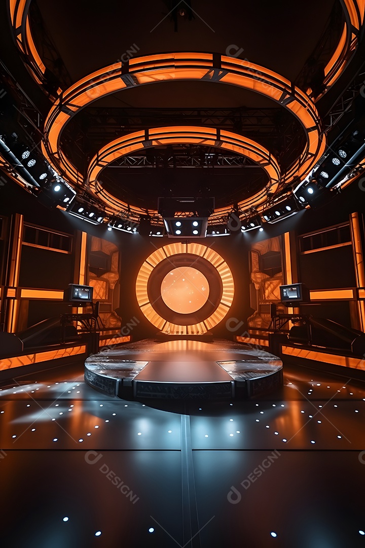 Cenário de um palco com iluminação