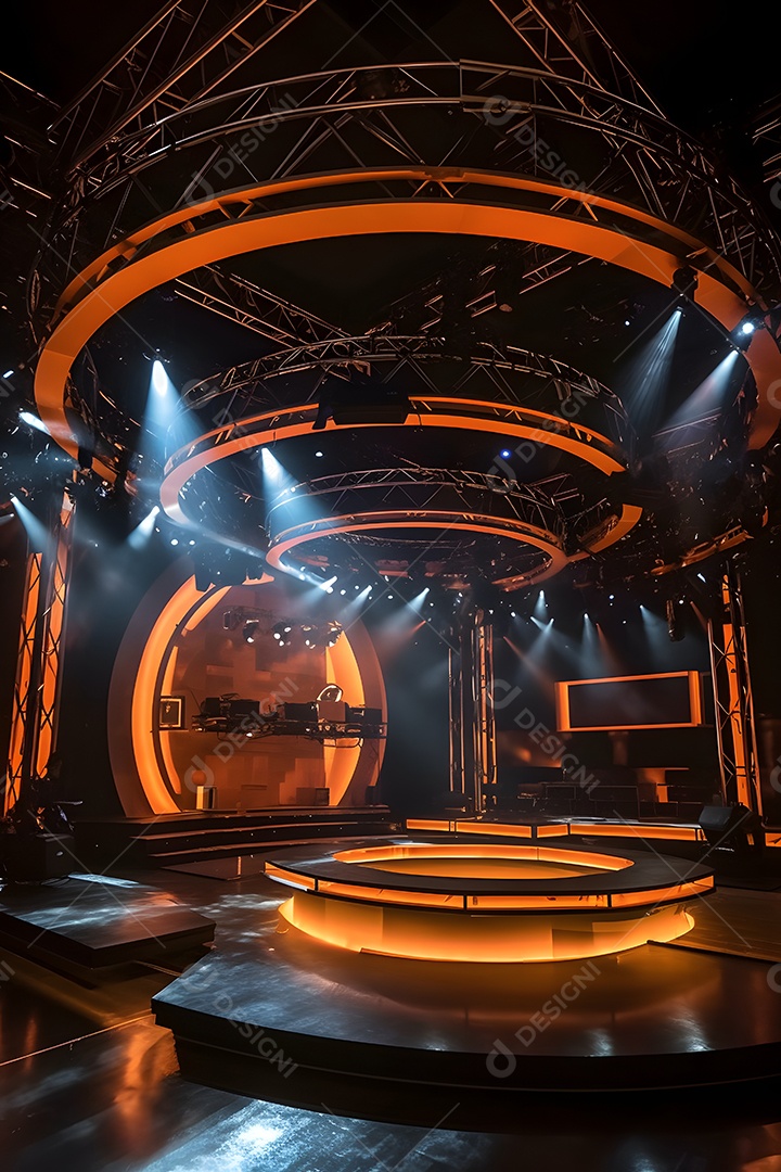 Cenário de um palco com iluminação