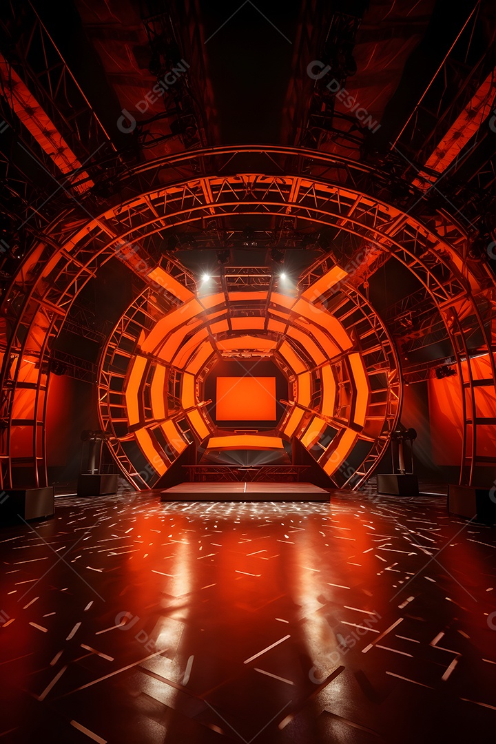 Cenário de um palco com iluminação