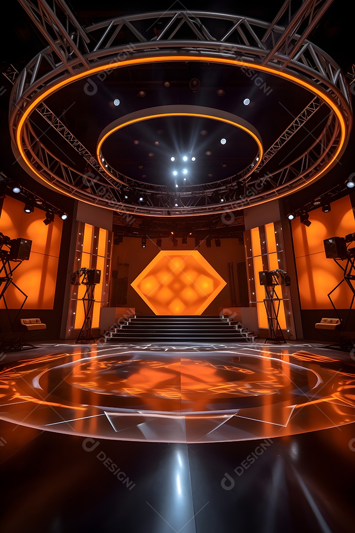 Cenário de um palco com iluminação