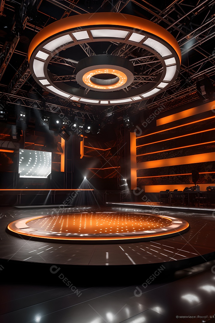Cenário de um palco com iluminação