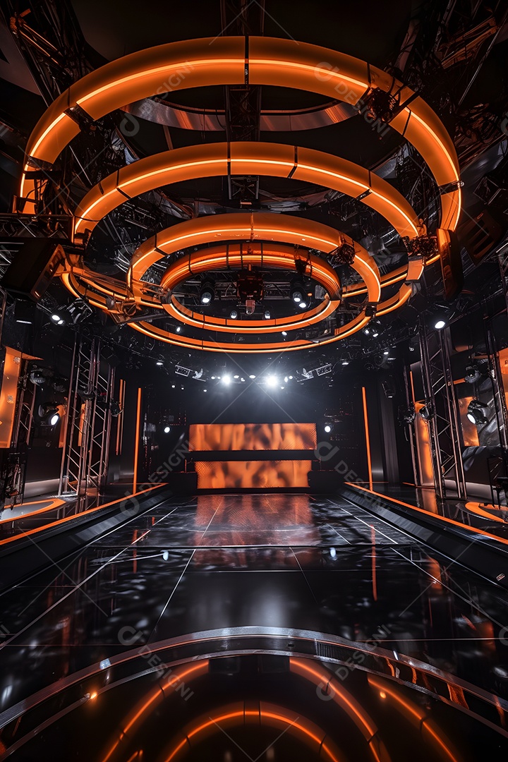 Cenário de um palco com iluminação