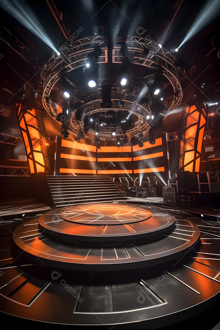 Cenário de um palco com iluminação