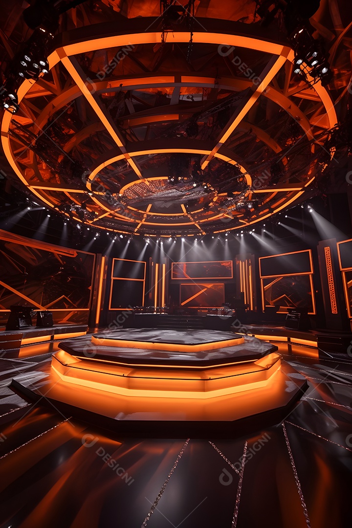 Cenário de um palco com iluminação