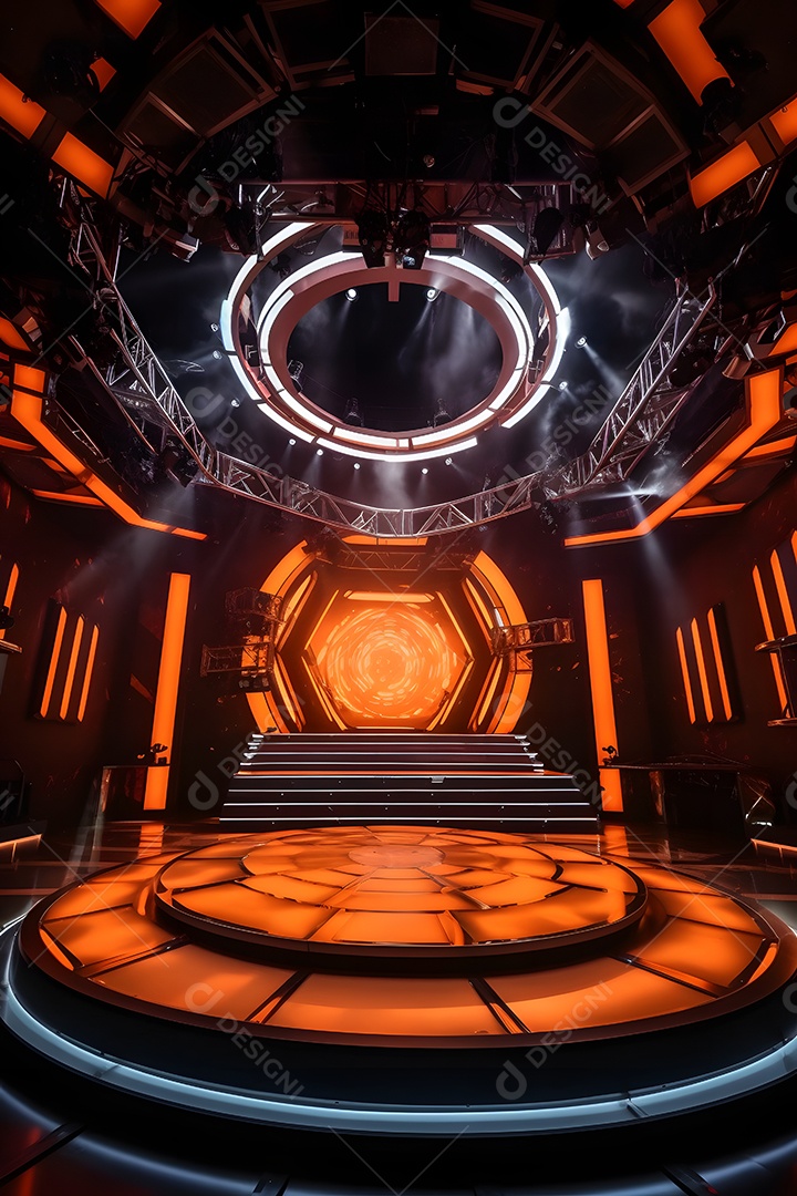 Cenário de um palco com iluminação