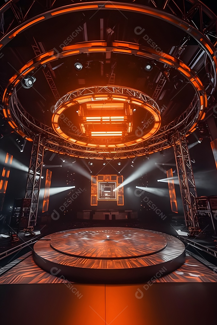 Cenário de um palco com iluminação