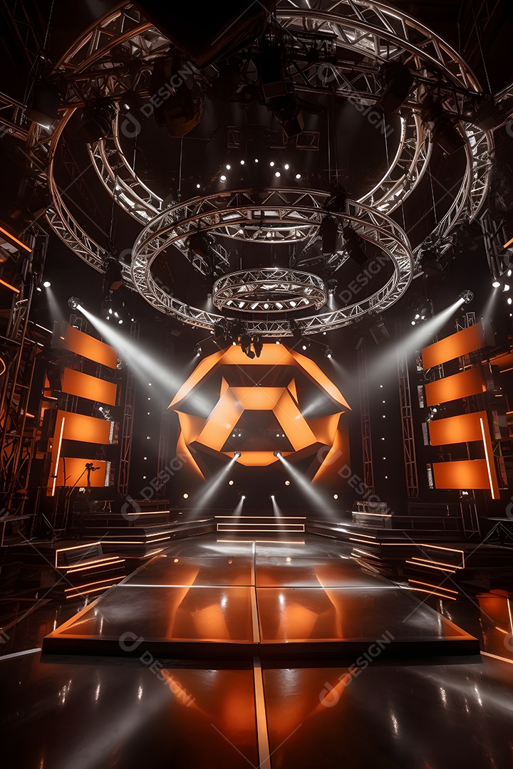 Cenário de um palco com iluminação