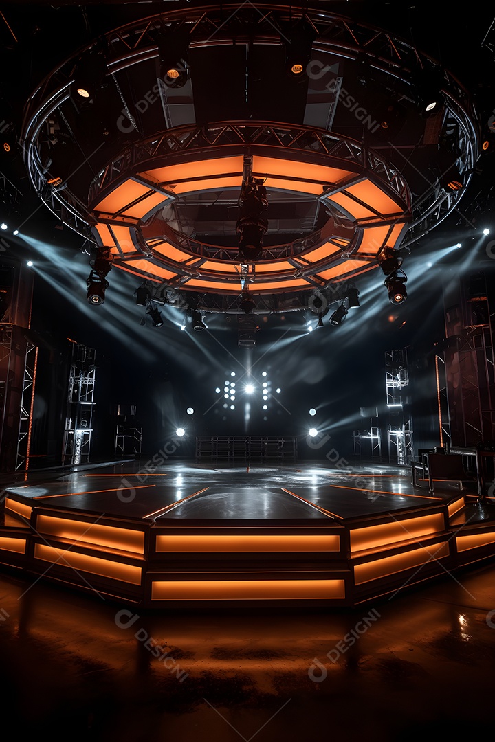 Cenário de um palco com iluminação