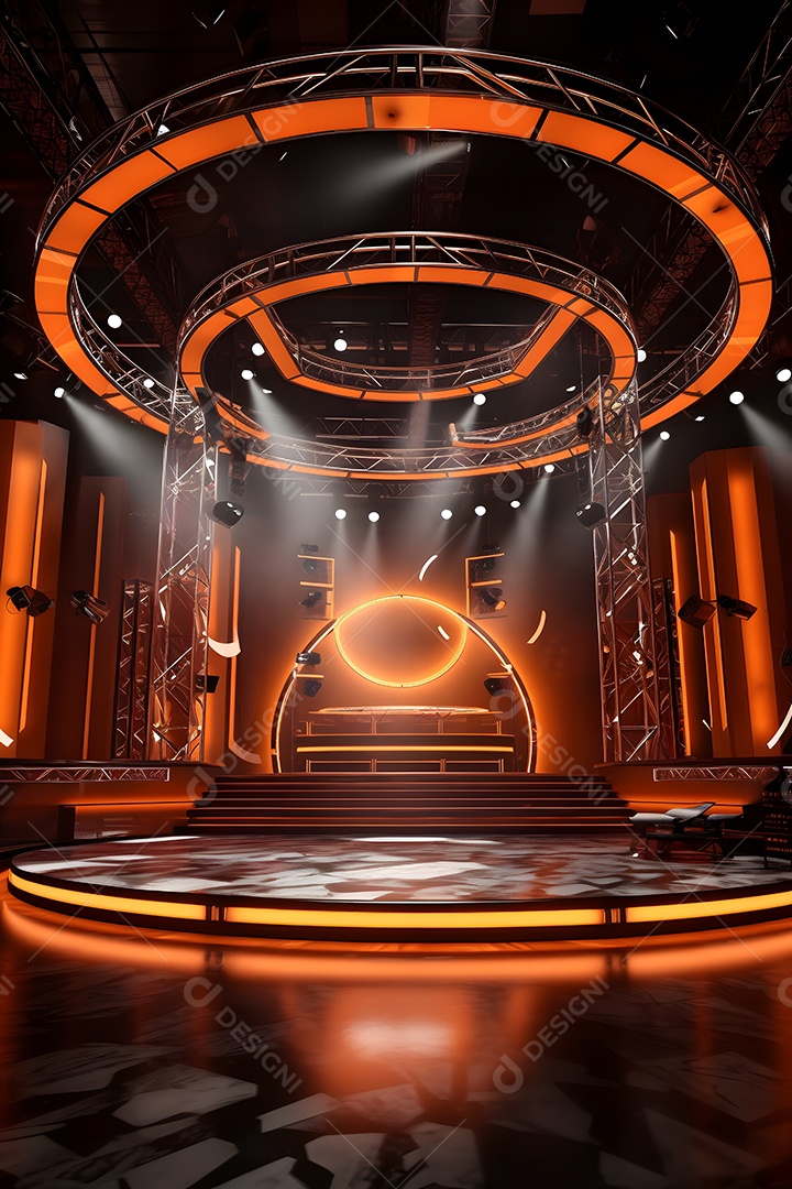 Cenário de um palco com iluminação